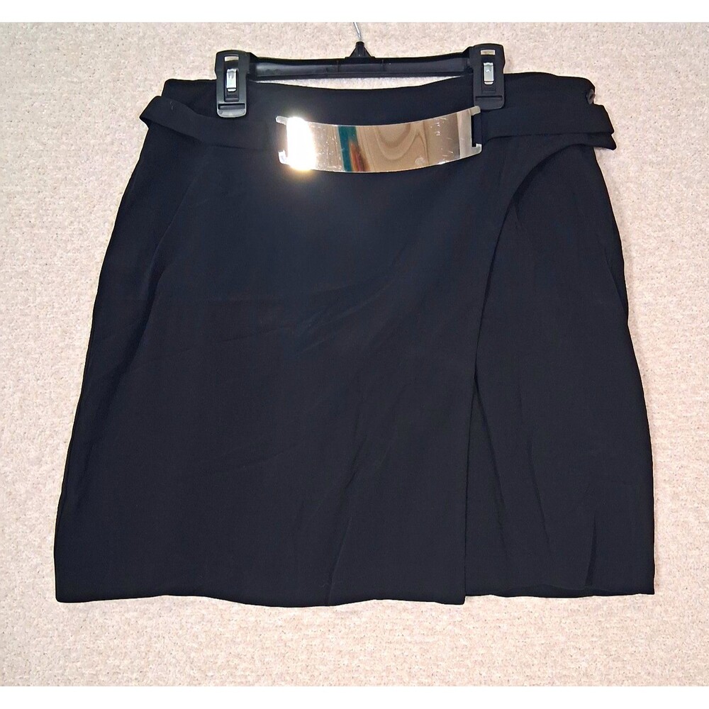 Vintage Y2K Cache' Wrap Mini Skirt Sz 14 Futuristic Avant Garde Edgy Glam Sleek